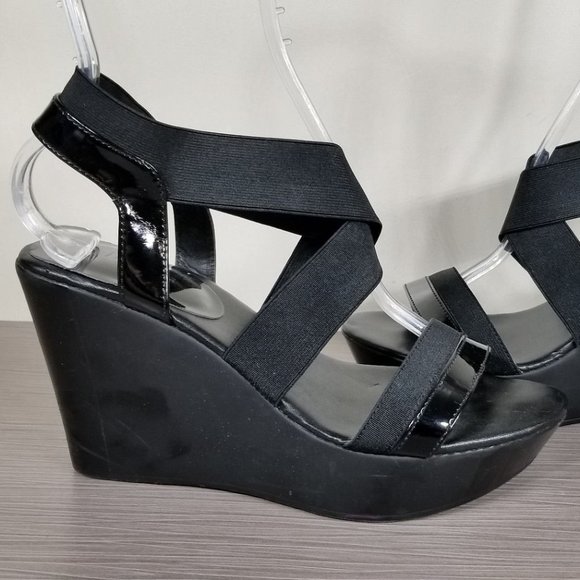 Charles David Feature Wedge Sandals, Black, Womens Size 8 M - Picture 7 of 13